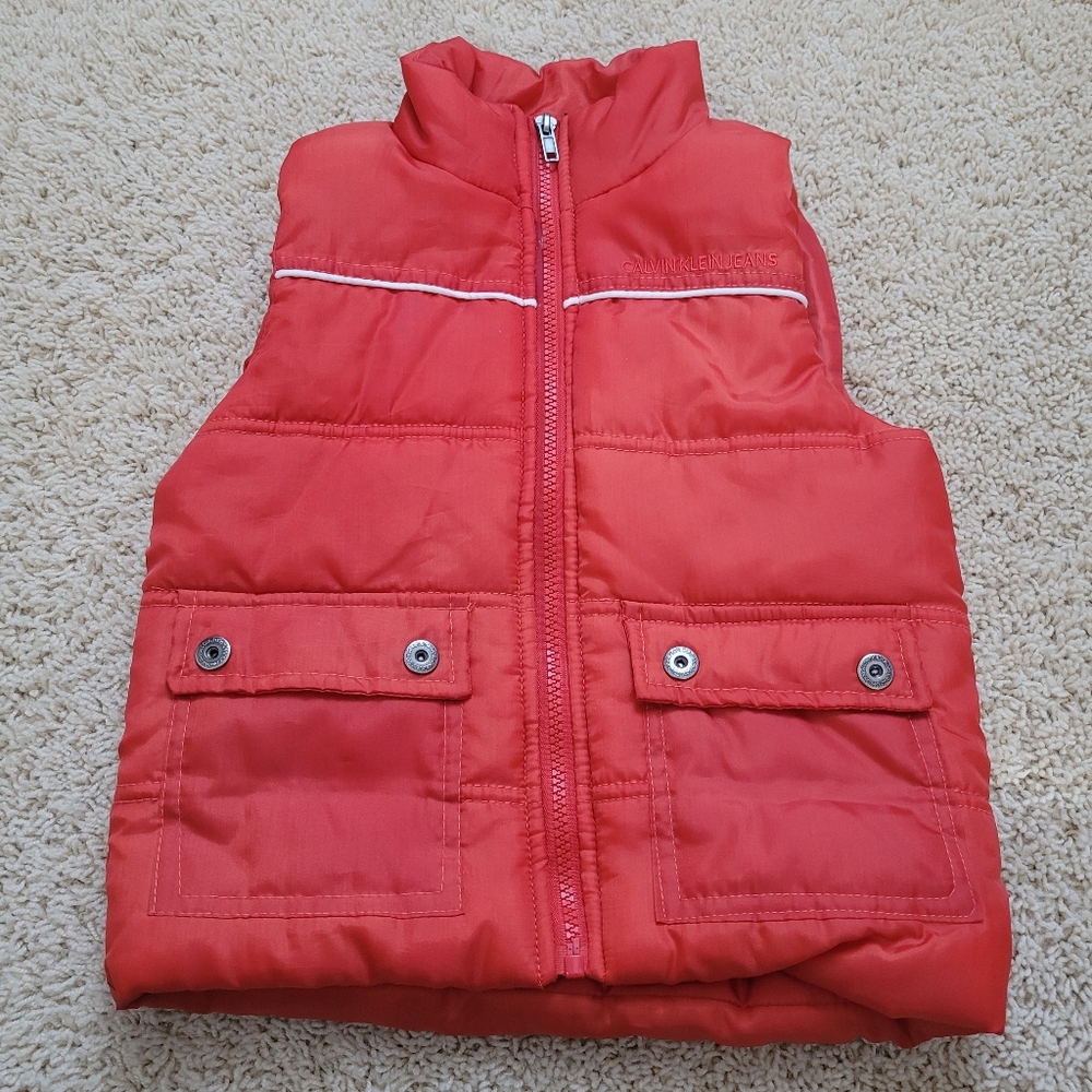Calvin Klein Jeans 3T Red Puffer Vest Toddler Boys Full Zip